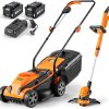LawnMaster 20VMWGT 24V Max 13-inch Lawn Mower and Grass Trimmer 10-inch Combo with 2x4.0Ah Batteries and Charger
