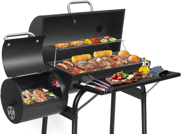 SUNLIFER Charcoal Grill Offset Smoker: Charcoal Barbecue Grills with Spacious Cooking Area