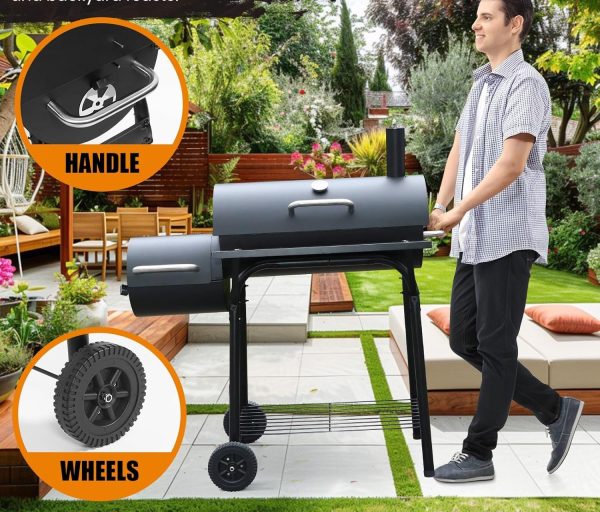 SUNLIFER Charcoal Grill Offset Smoker: Charcoal Barbecue Grills with Spacious Cooking Area