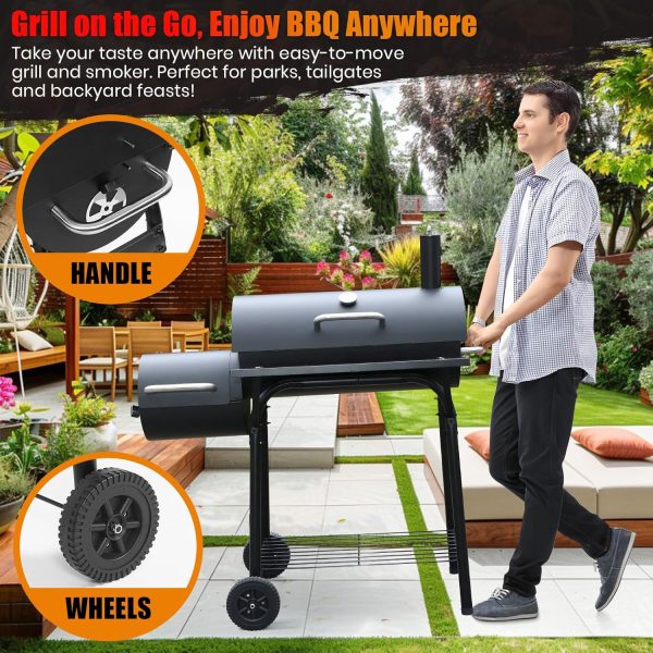 SUNLIFER Charcoal Grill Offset Smoker: Charcoal Barbecue Grills with Spacious Cooking Area